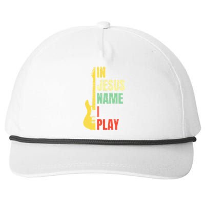 In Jesus Name I Play Guitar Christian Bass Musician Vintage Snapback Five-Panel Rope Hat