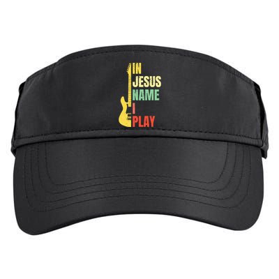 In Jesus Name I Play Guitar Christian Bass Musician Vintage Adult Drive Performance Visor