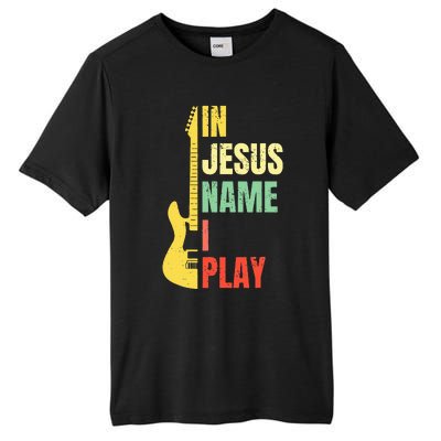 In Jesus Name I Play Guitar Christian Bass Musician Vintage Tall Fusion ChromaSoft Performance T-Shirt