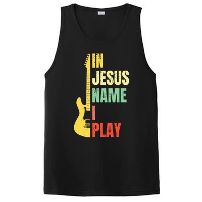 In Jesus Name I Play Guitar Christian Bass Musician Vintage PosiCharge Competitor Tank