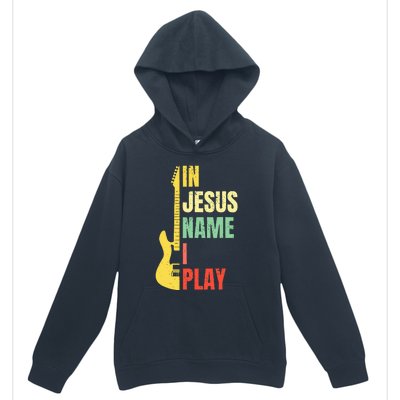 In Jesus Name I Play Guitar Christian Bass Musician Vintage Urban Pullover Hoodie