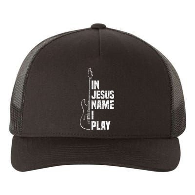 In Jesus Name I Play Guitar Christian Guitar Player Yupoong Adult 5-Panel Trucker Hat