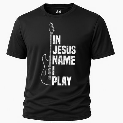 In Jesus Name I Play Guitar Christian Guitar Player Performance Shirt