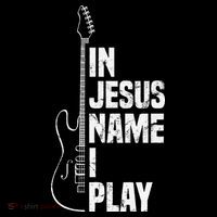 In Jesus Name I Play Guitar Christian Guitar Player Sustainable Bucket Hat