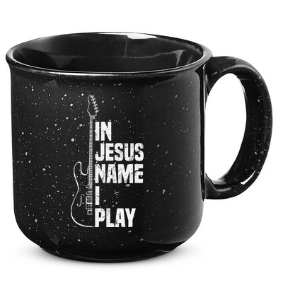 In Jesus Name I Play Guitar Christian Guitar Player 15oz Campfire Ceramic Mug