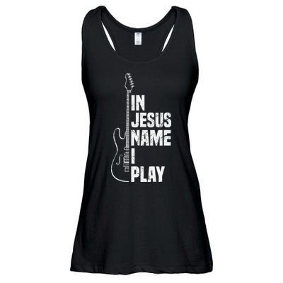 In Jesus Name I Play Guitar Christian Guitar Player Ladies Essential Flowy Tank