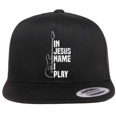 In Jesus Name I Play Guitar Christian Guitar Player Flatbill Hat