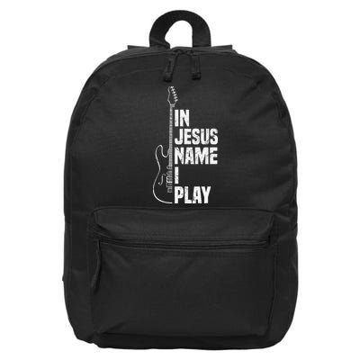 In Jesus Name I Play Guitar Christian Guitar Player 16 in Basic Backpack