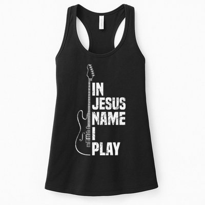 In Jesus Name I Play Guitar Christian Guitar Player Womens Tank Top