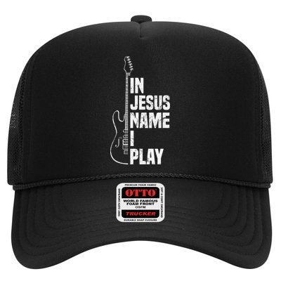 In Jesus Name I Play Guitar Christian Guitar Player Trucker Hat