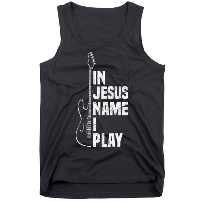 In Jesus Name I Play Guitar Christian Guitar Player Tank Top