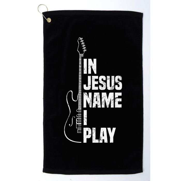 In Jesus Name I Play Guitar Christian Guitar Player Golf Towel