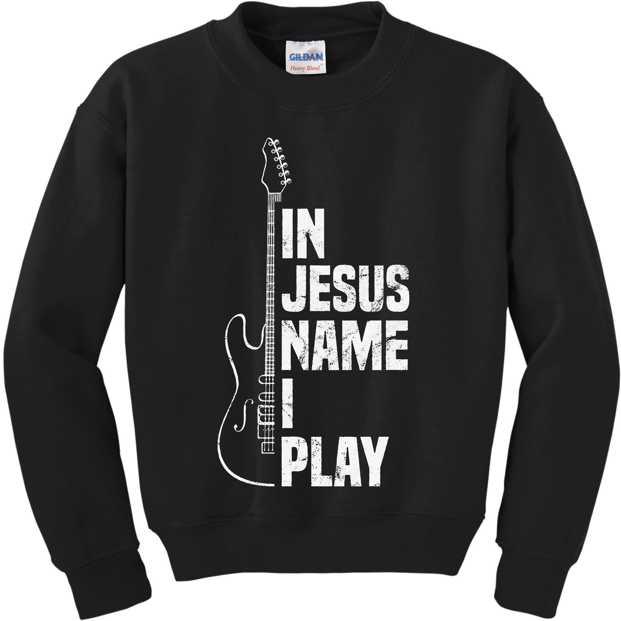 In Jesus Name I Play Guitar Christian Guitar Player Kids Sweatshirt