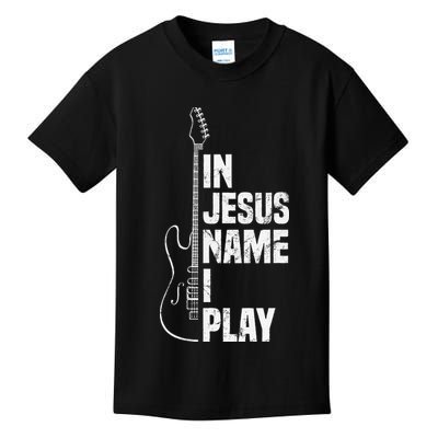 In Jesus Name I Play Guitar Christian Guitar Player Kids T-Shirt