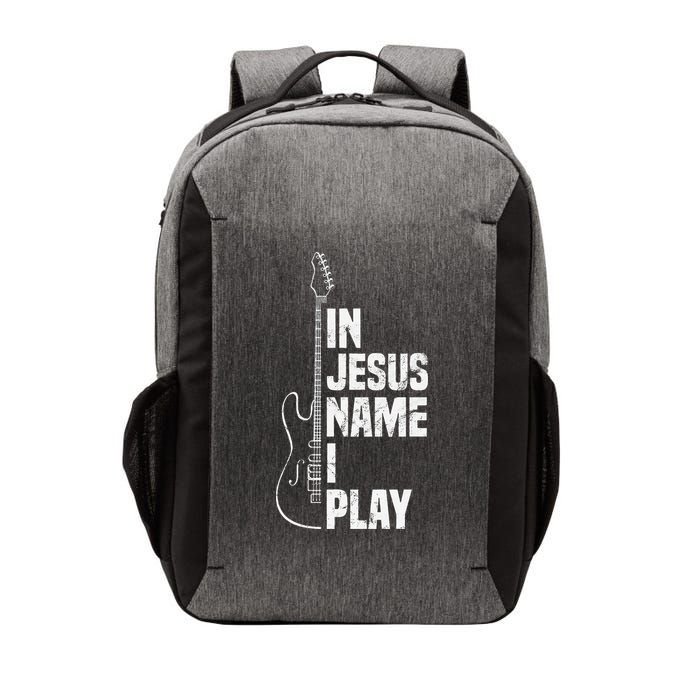 In Jesus Name I Play Guitar Christian Guitar Player Vector Backpack