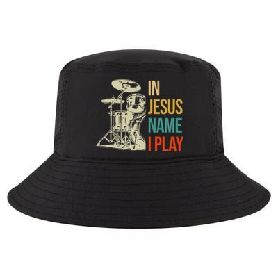 In Jesus Name I Play Vintage Drum Cool Comfort Performance Bucket Hat