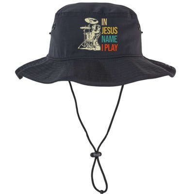 In Jesus Name I Play Vintage Drum Legacy Cool Fit Booney Bucket Hat