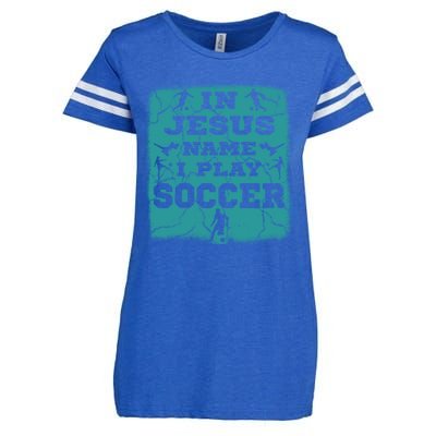 In Jesus Name I Play Soccer Christian Gift Enza Ladies Jersey Football T-Shirt