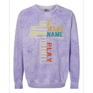 In Jesus Name I Play Piano Christian Music Colorblast Crewneck Sweatshirt