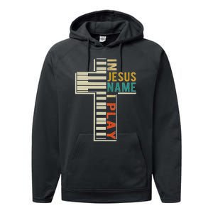 In Jesus Name I Play Piano Christian Music Performance Fleece Hoodie