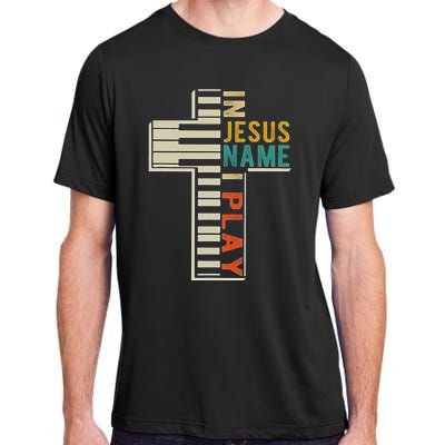 In Jesus Name I Play Piano Christian Music Adult ChromaSoft Performance T-Shirt