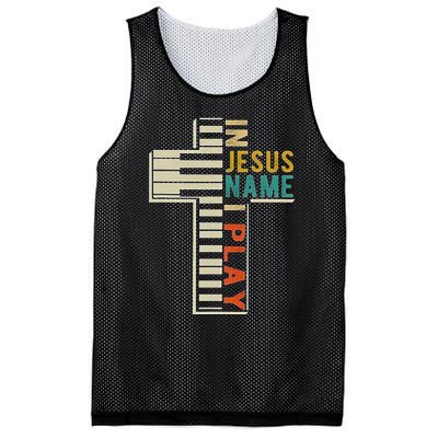 In Jesus Name I Play Piano Christian Music Mesh Reversible Basketball Jersey Tank