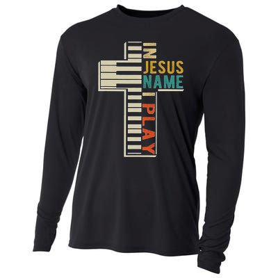 In Jesus Name I Play Piano Christian Music Cooling Performance Long Sleeve Crew