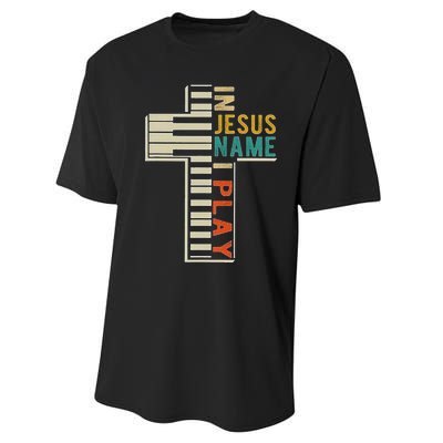 In Jesus Name I Play Piano Christian Music Performance Sprint T-Shirt