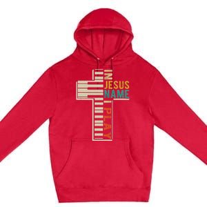 In Jesus Name I Play Piano Christian Music Premium Pullover Hoodie