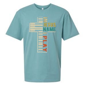 In Jesus Name I Play Piano Christian Music Sueded Cloud Jersey T-Shirt