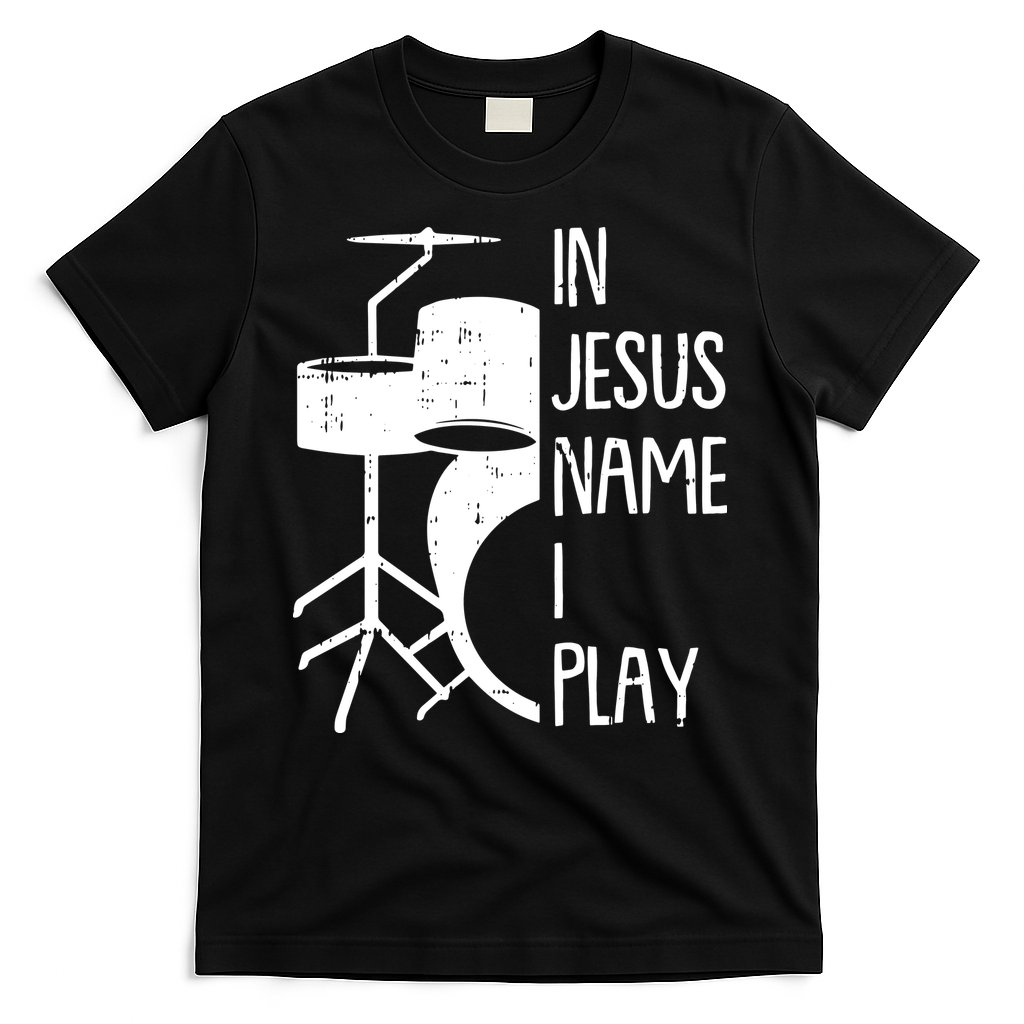 In Jesus Name Christmas Cool I Play Drum Christian T-Shirt
