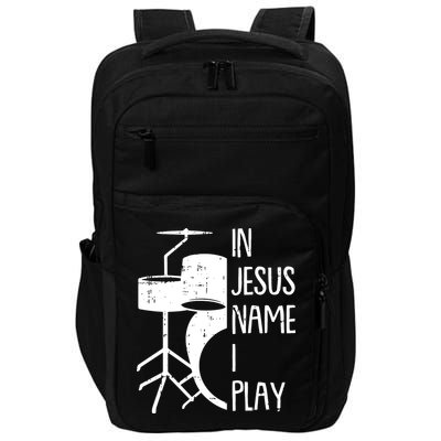 In Jesus Name Christmas Cool I Play Drum Christian Impact Tech Backpack