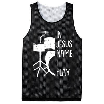 In Jesus Name Christmas Cool I Play Drum Christian Mesh Reversible Basketball Jersey Tank