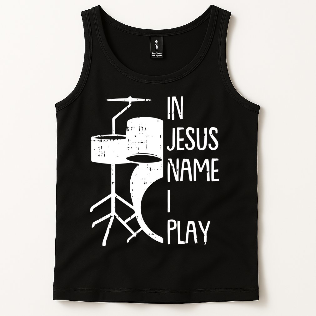 In Jesus Name Christmas Cool I Play Drum Christian Tank Top