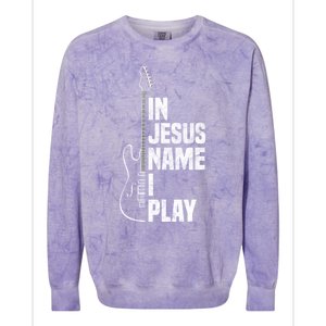 In Jesus Name I Play Guitar Christian Guitar Player Colorblast Crewneck Sweatshirt