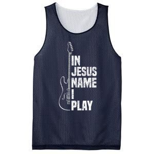 In Jesus Name I Play Guitar Christian Guitar Player Mesh Reversible Basketball Jersey Tank