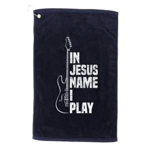 In Jesus Name I Play Guitar Christian Guitar Player Platinum Collection Golf Towel