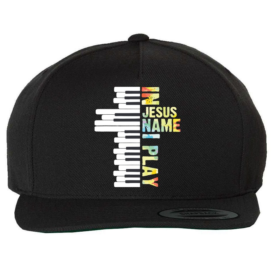 In Jesus Name I Play Piano Christian Music Vintage Wool Snapback Cap