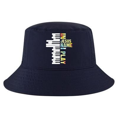 In Jesus Name I Play Piano Christian Music Vintage Cool Comfort Performance Bucket Hat