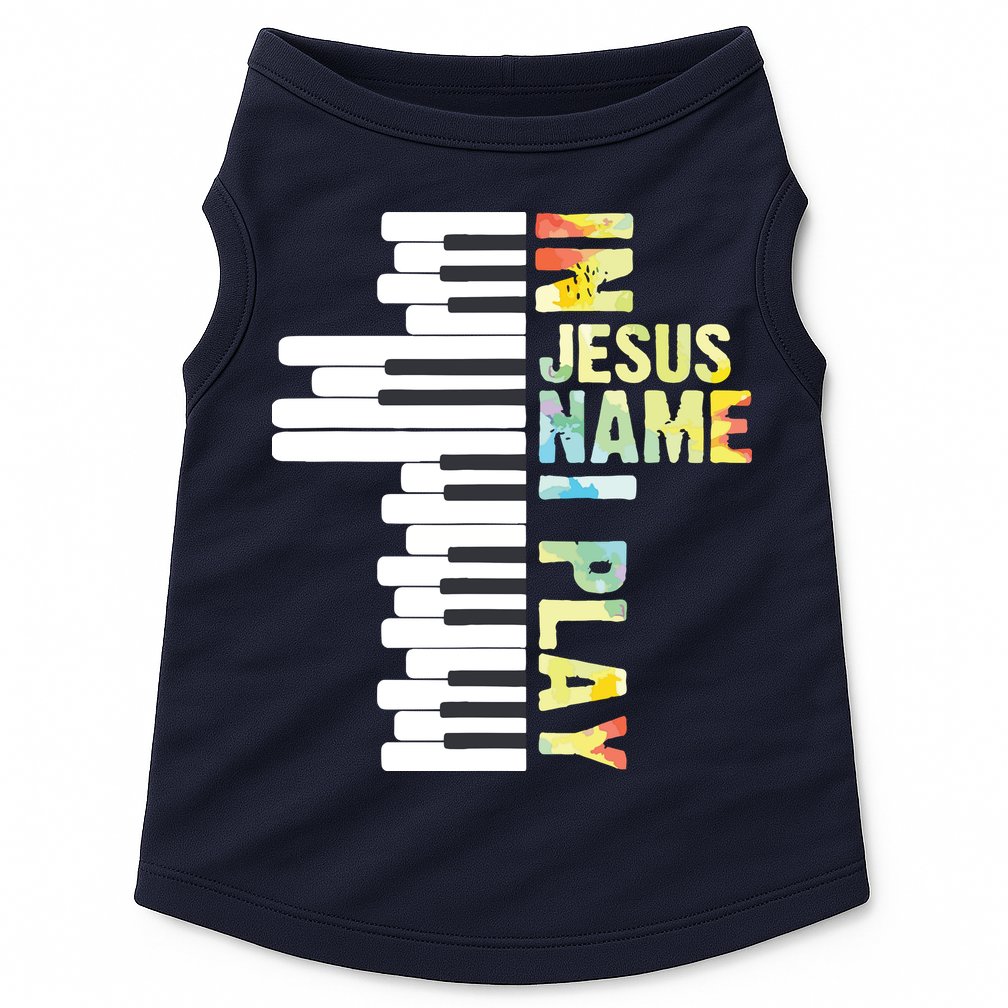 In Jesus Name I Play Piano Christian Music Vintage Doggie Tank