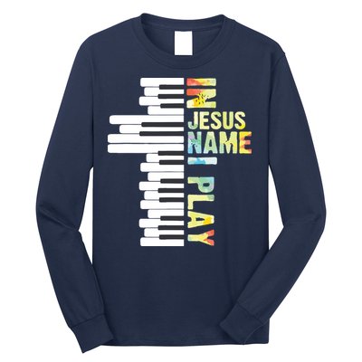 In Jesus Name I Play Piano Christian Music Vintage Long Sleeve Shirt