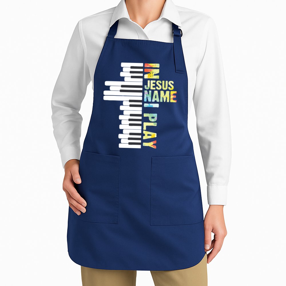 In Jesus Name I Play Piano Christian Music Vintage Apron