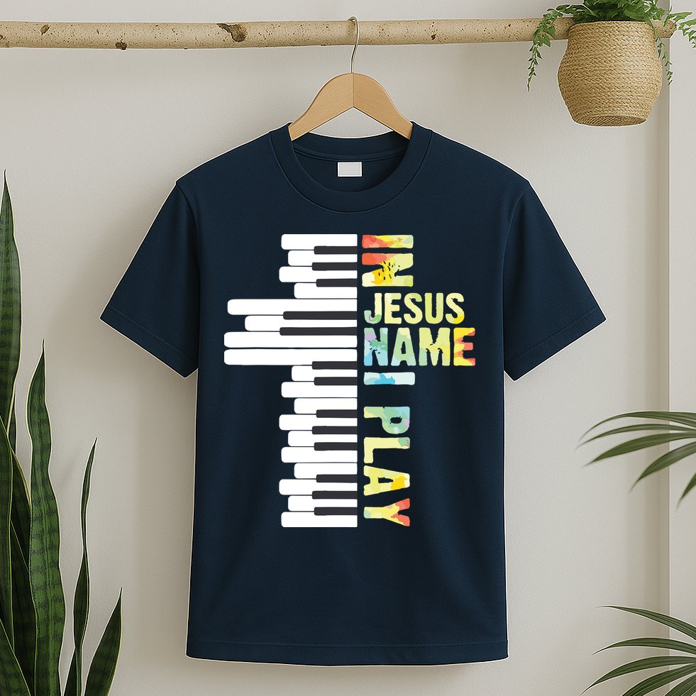 In Jesus Name I Play Piano Christian Music Vintage T-Shirt