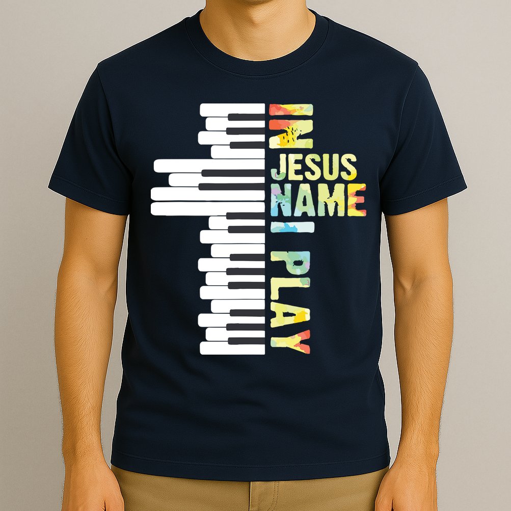 In Jesus Name I Play Piano Christian Music Vintage T-Shirt