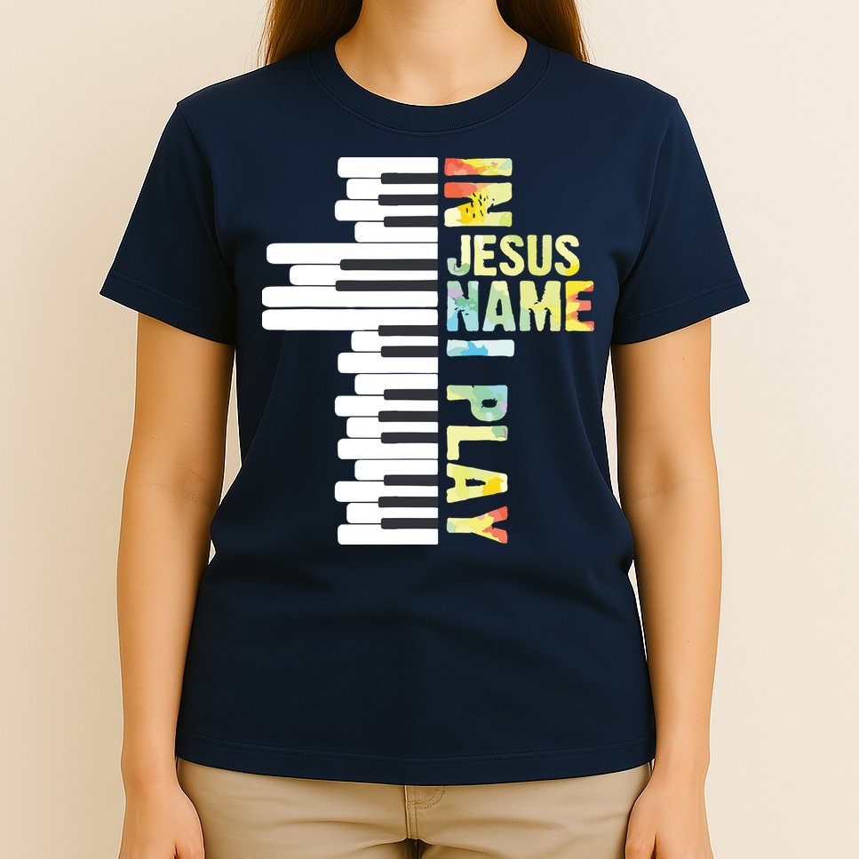 In Jesus Name I Play Piano Christian Music Vintage T-Shirt