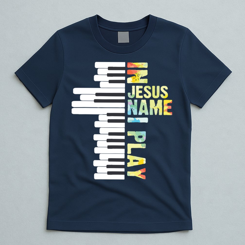 In Jesus Name I Play Piano Christian Music Vintage T-Shirt