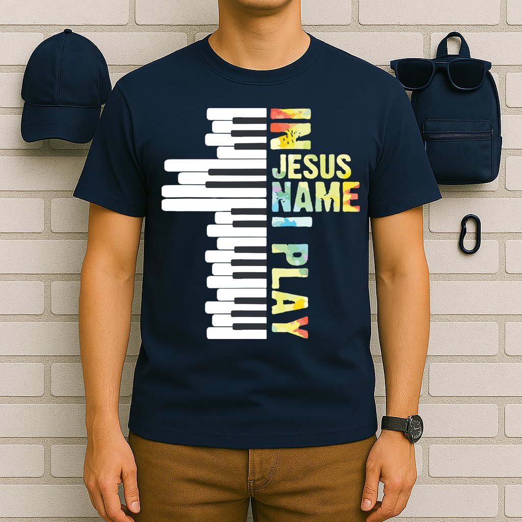 In Jesus Name I Play Piano Christian Music Vintage T-Shirt