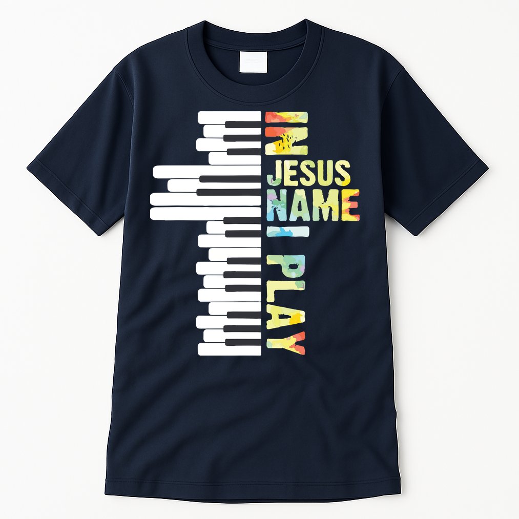 In Jesus Name I Play Piano Christian Music Vintage Tall T-Shirt