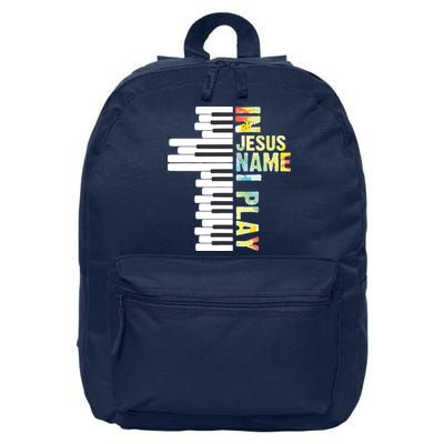 In Jesus Name I Play Piano Christian Music Vintage 16 in Basic Backpack