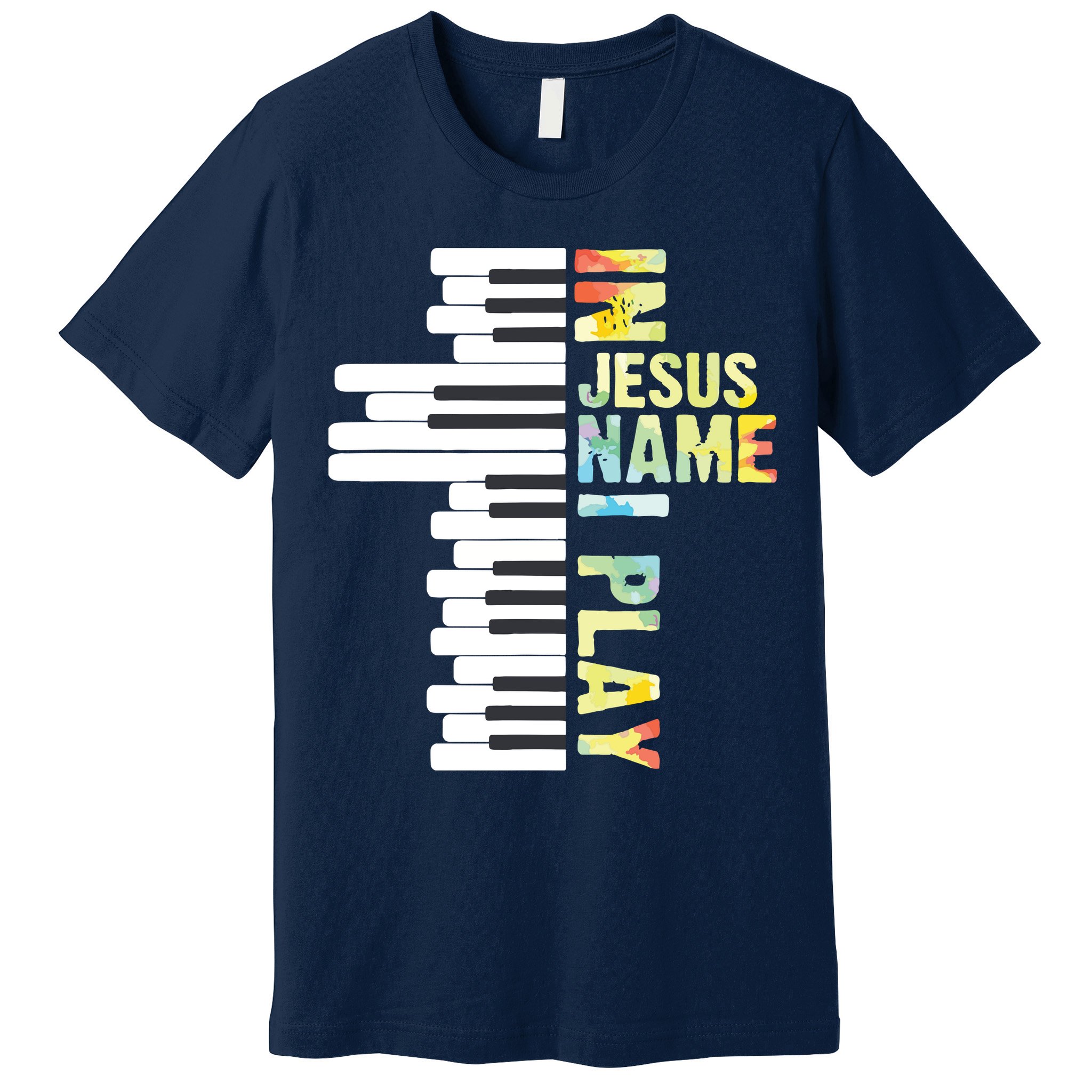 In Jesus Name I Play Piano Christian Music Vintage Premium T-Shirt